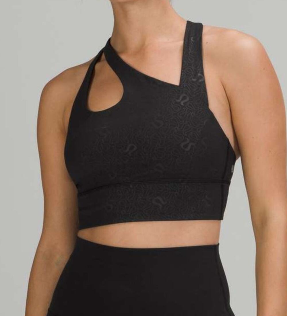lululemon Free to Be Serene Cross Front Long-Line Bra Size 6 Yogo Emboss Black